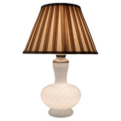 Weiße Spiralglaslampe mit Dual Lights und Messing, 1960er Jahre