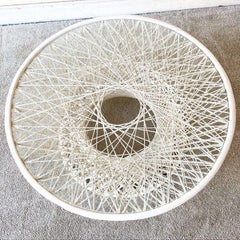 White Spun Fiberglass Glass Top Circular Coffee Table