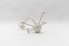 White Sputnik Wall Hook Style Osvaldo Borsani Black Lacquered Wood and Metal