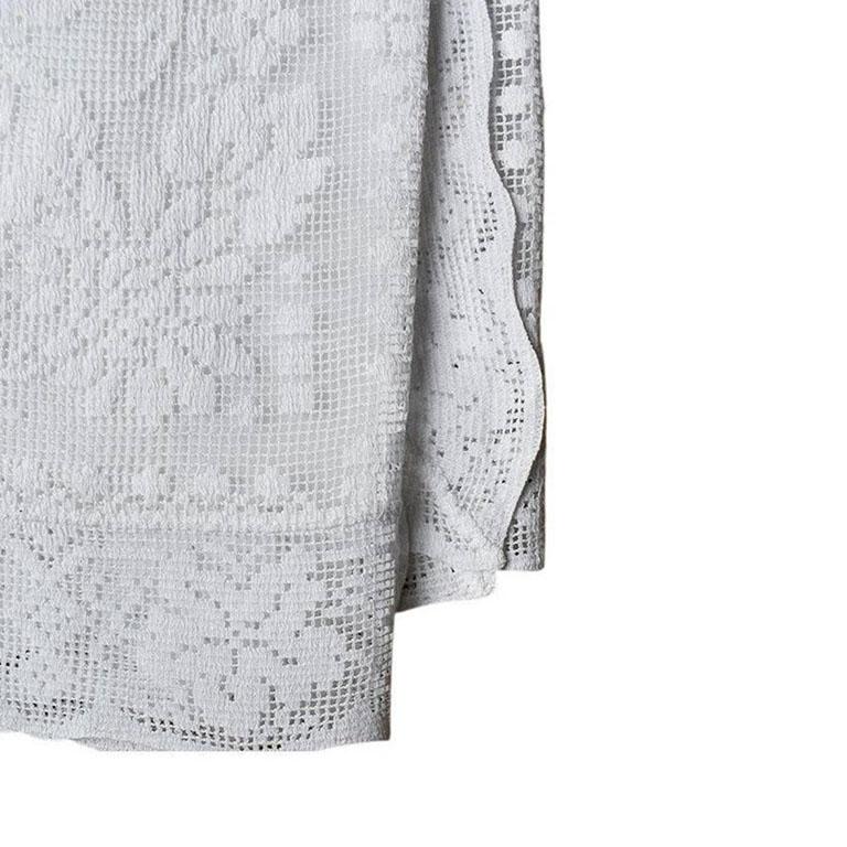 American White Square French Lace Floral Motif Tablecloth
