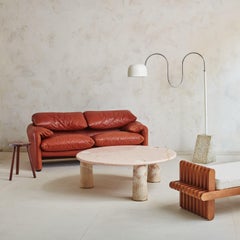 White Squiggle Floor Lamp with Stone Base, Italy 1970s