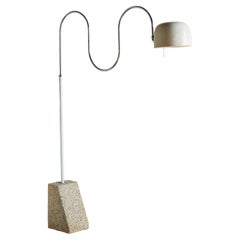 White Squiggle Floor Lamp with Stone Base, Italy 1970s