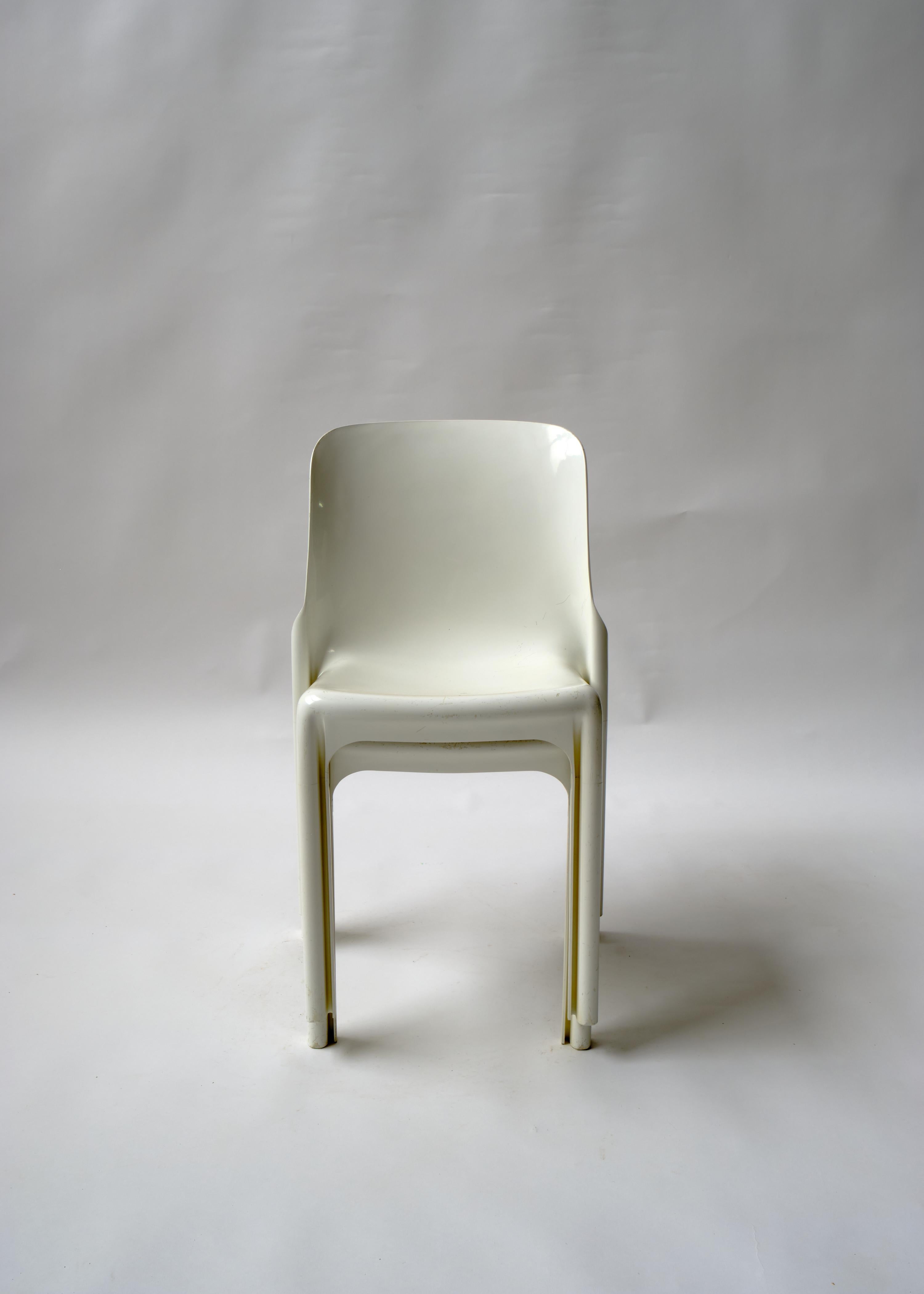 Vico Magistretti’s Selene was one of the first commercially produced chairs pressed from a single sheet of plastic.

The Selene was first conceived by Magistretti in 1961 but it took several years working alongside the technicians and model makers