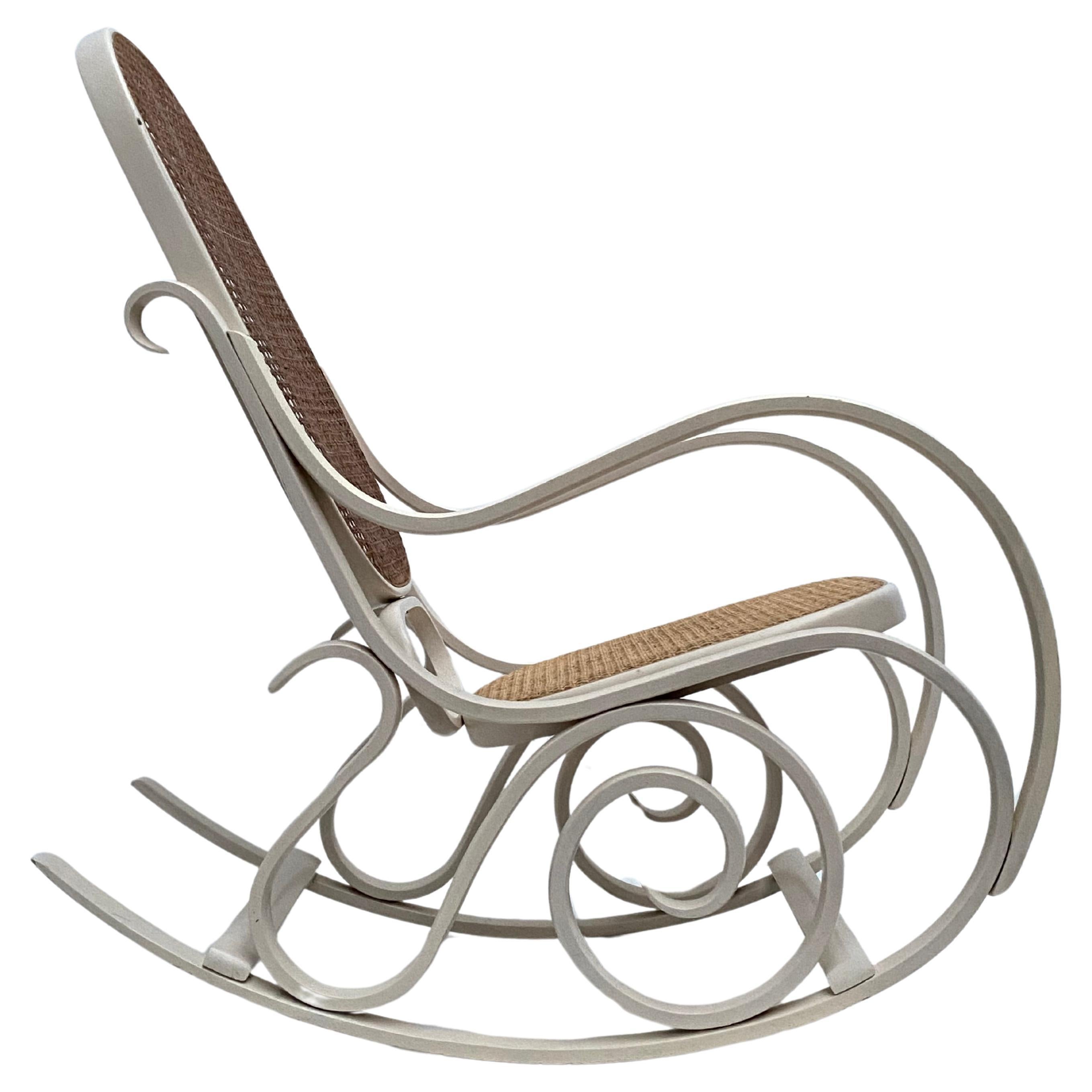 White Stained Beech Rocking Chair by Luigi Grassevig Italy, 1970's For Sale