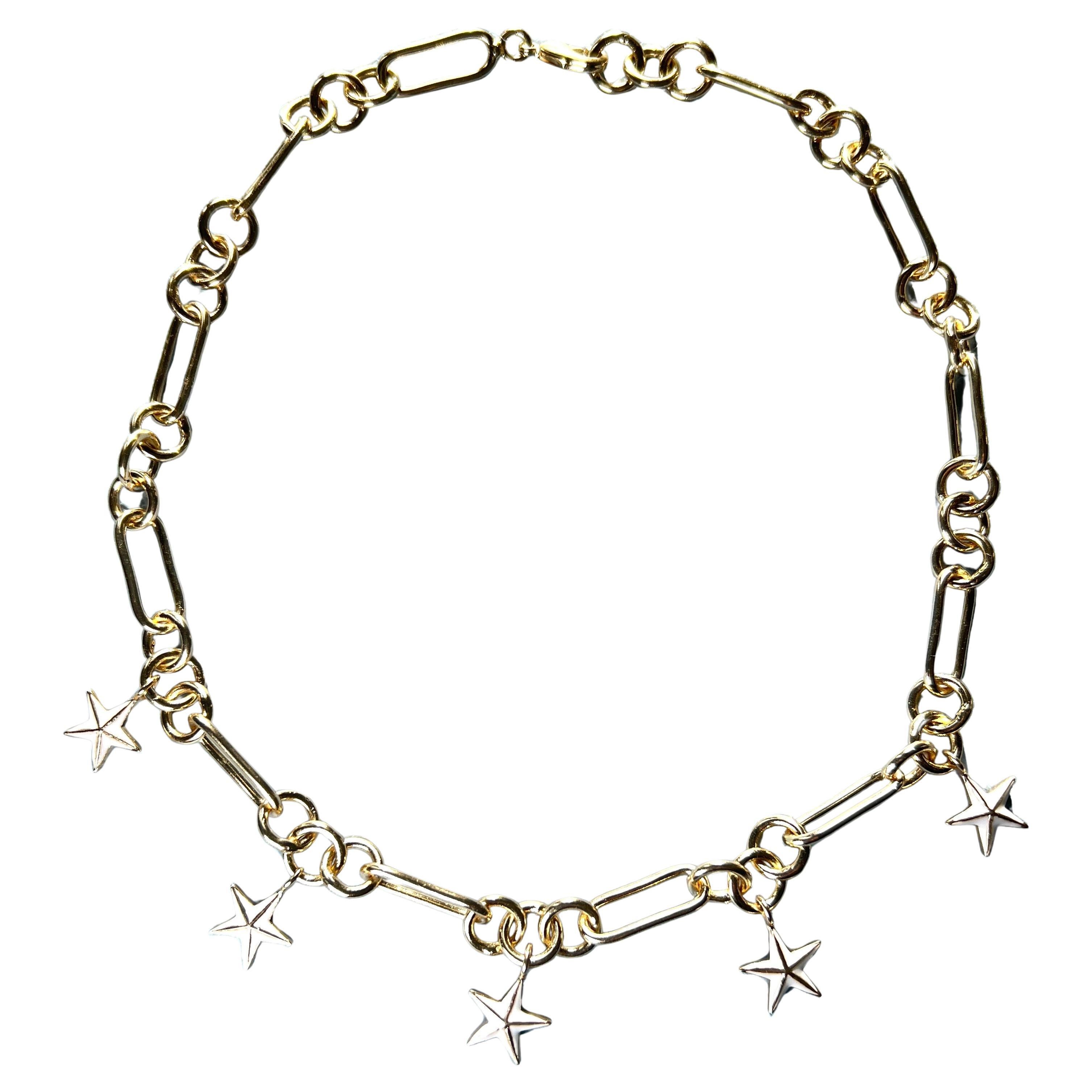 White Star Pendant Choker Chain Necklace