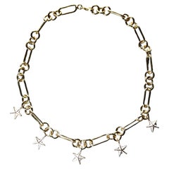 White Star Pendant Choker Chain Necklace