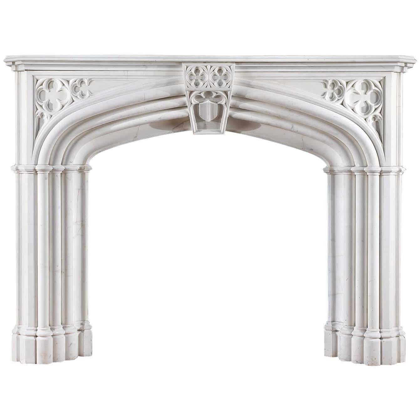 White Statuary Marble Gothic Revival Chimneypiece