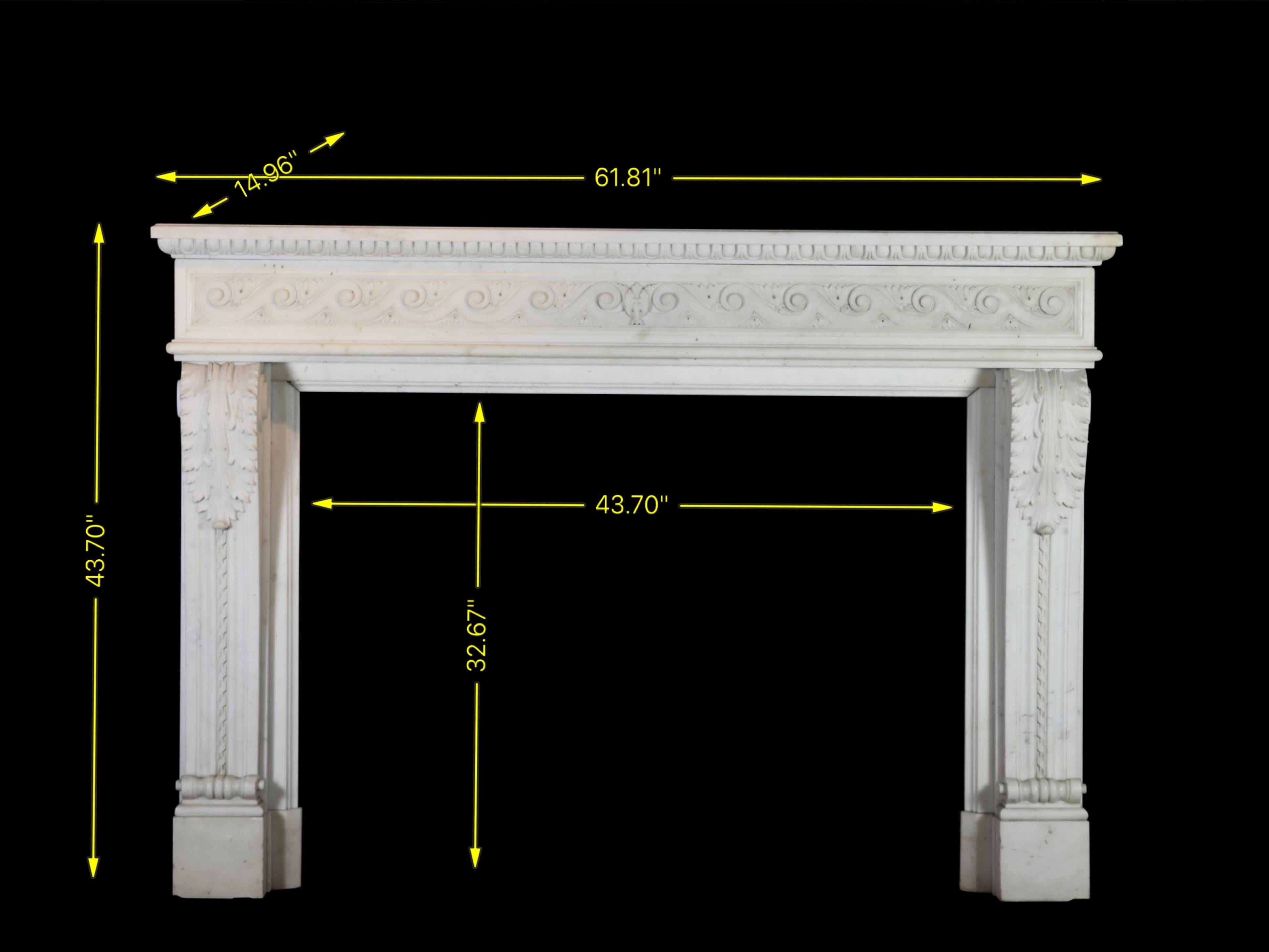 Pieza De Mantel De Mármol Estatuario Blanco Para Diseño De Palacio De Lujo en venta 4