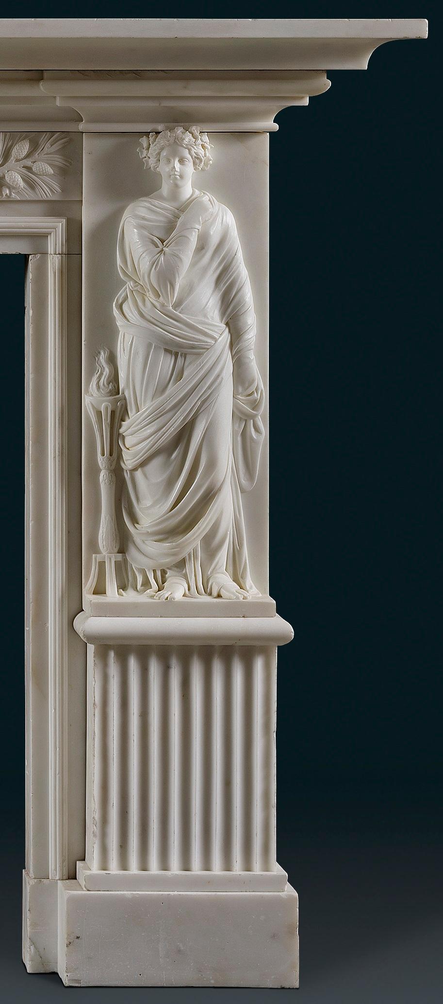 Regency-Kaminsims aus weißem Bildhauermarmor (Frühes 19. Jahrhundert) im Angebot