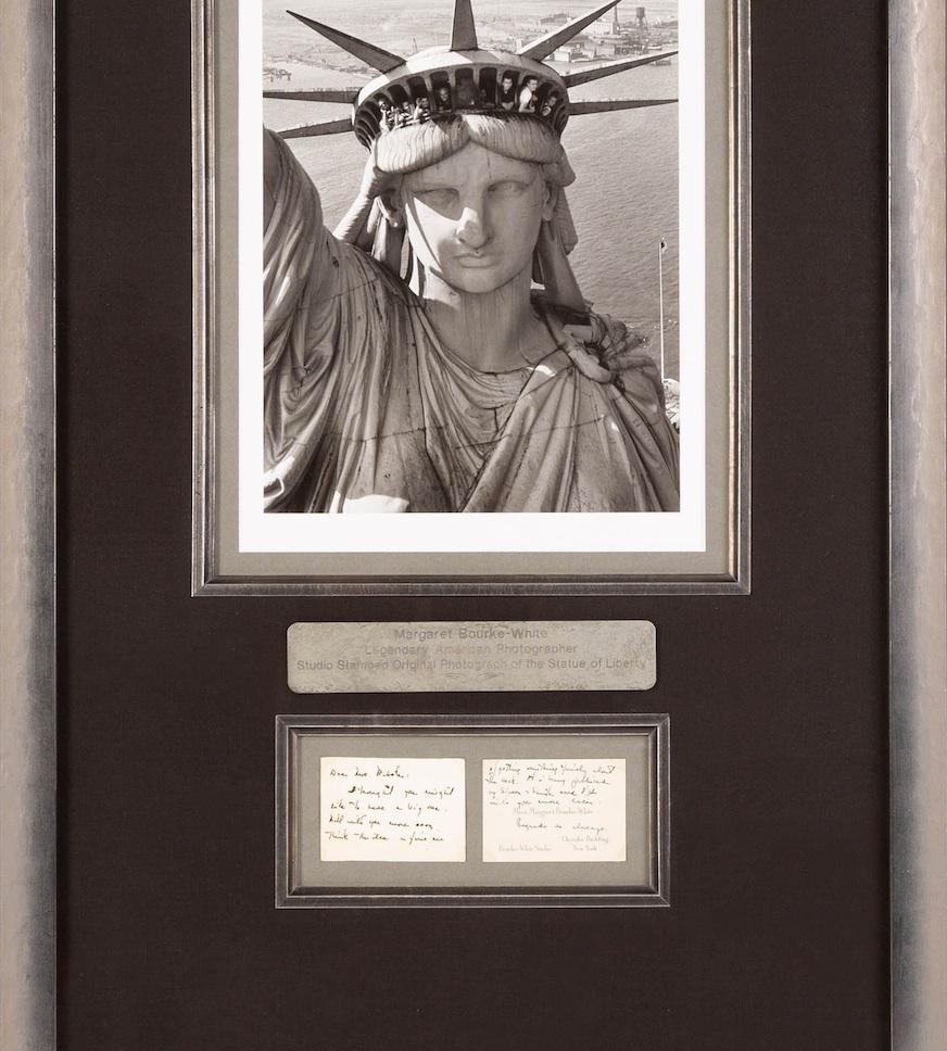 American Margaret Bourke-White Statue of Liberty Inscribed Note and Limited Edition Photo For Sale