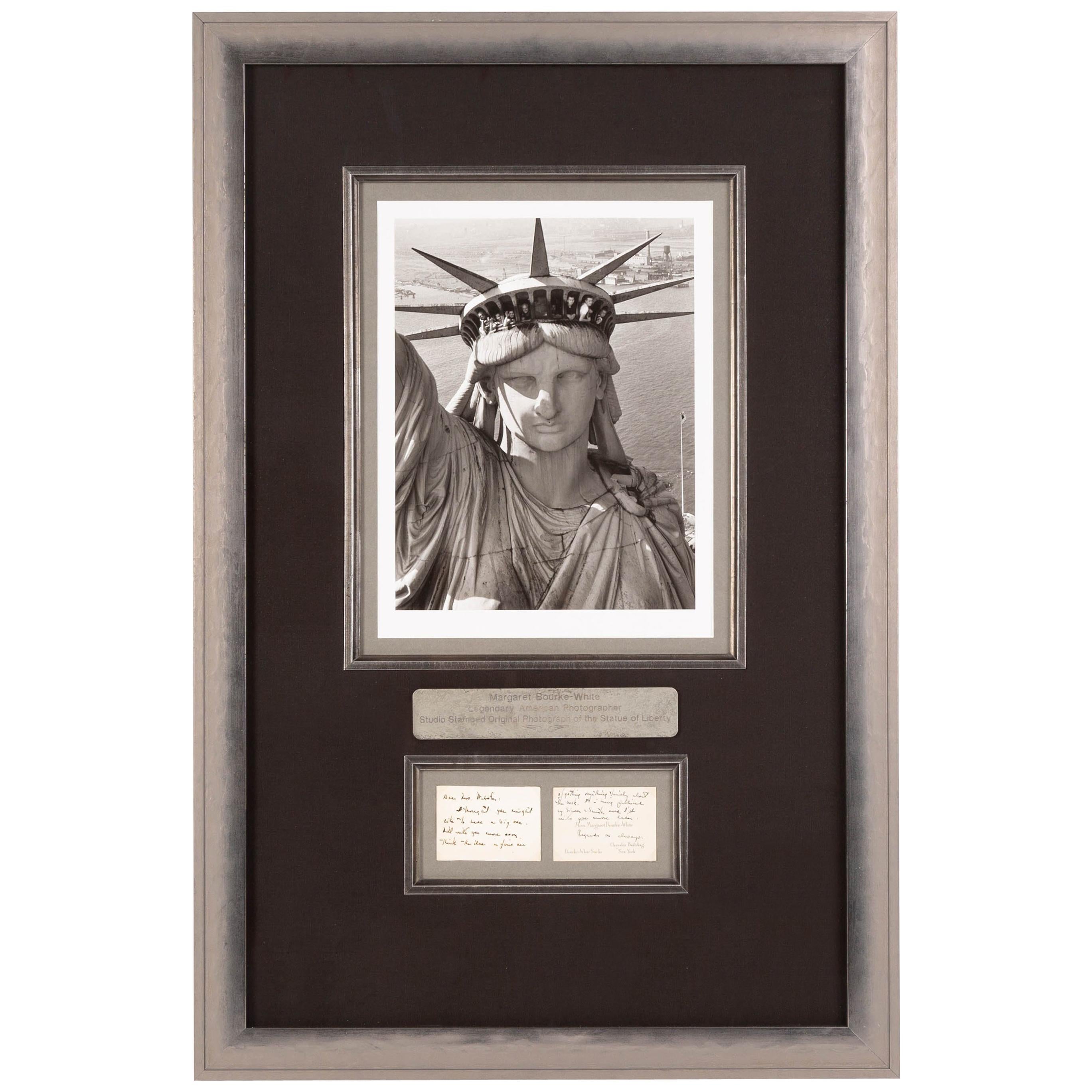 Margaret Bourke-White Statue of Liberty Inscribed Note and Limited Edition Photo For Sale