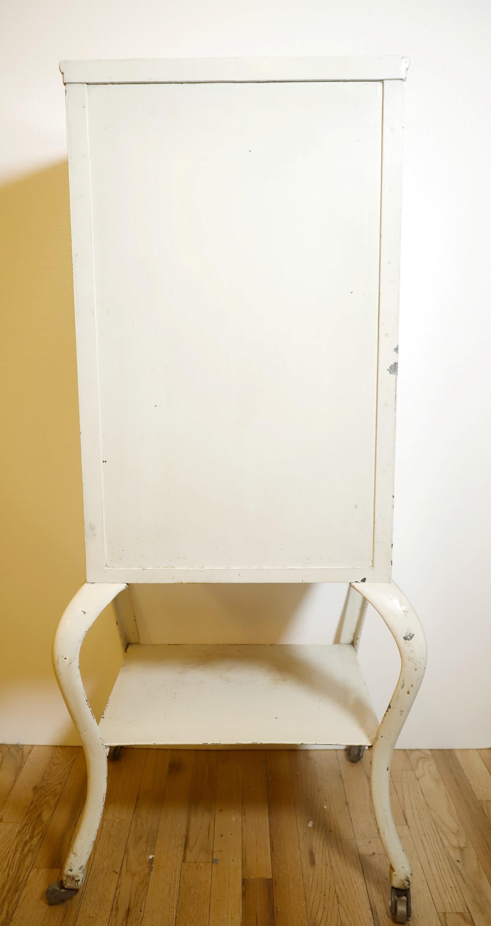 White Steel Medical Dental Cabinet Cast Iron Cabriole Legs 4
