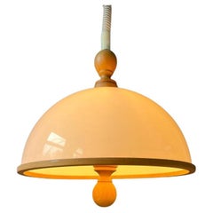 Weiße Steinhauer Plexiglas-Hängelampe mit Holzelementen, 1970er Jahre