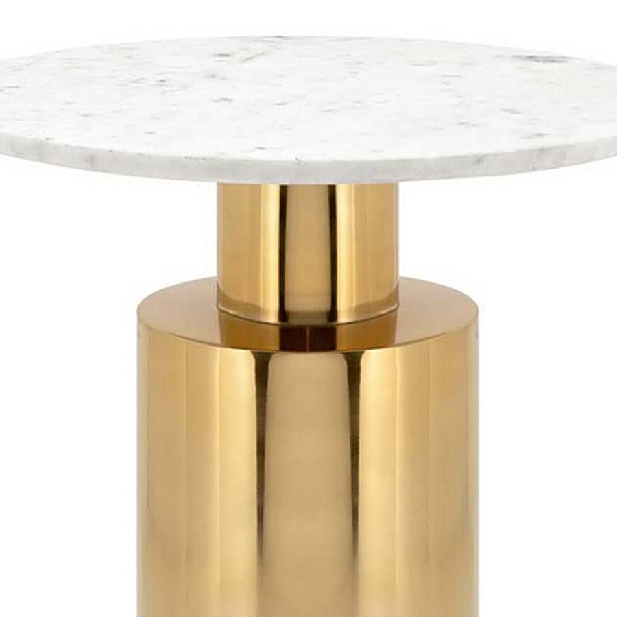 Gilt White Stone Side Table For Sale