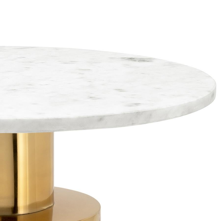 Metal White Stone Side Table For Sale