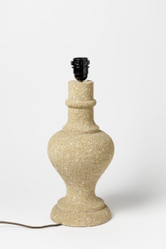 White Stone Table Lamp circa 1960 Xxth Century Design Handmade Piece