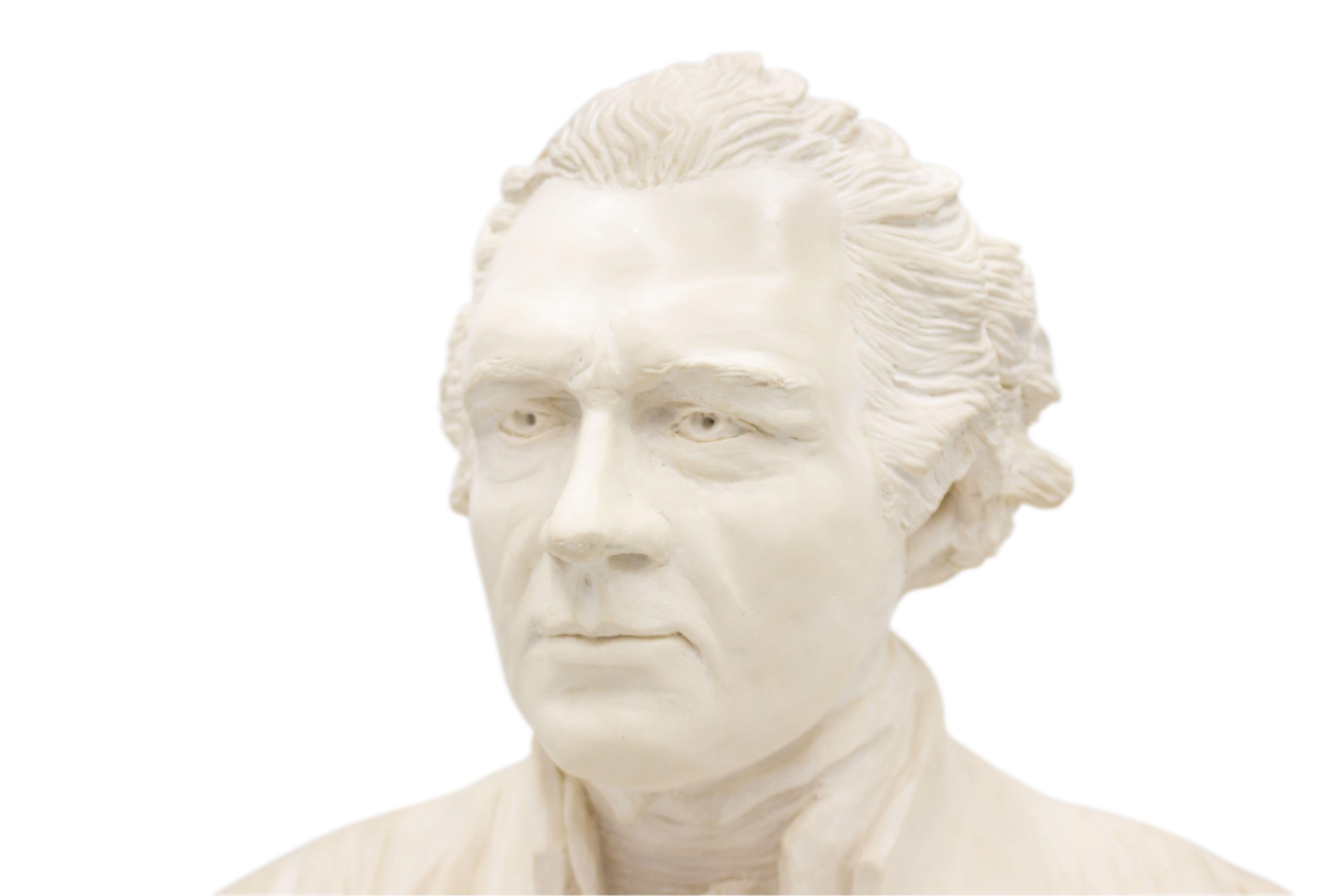 White stone bust of Thomas Jefferson

Condition: Good; Wear consistent with age and use