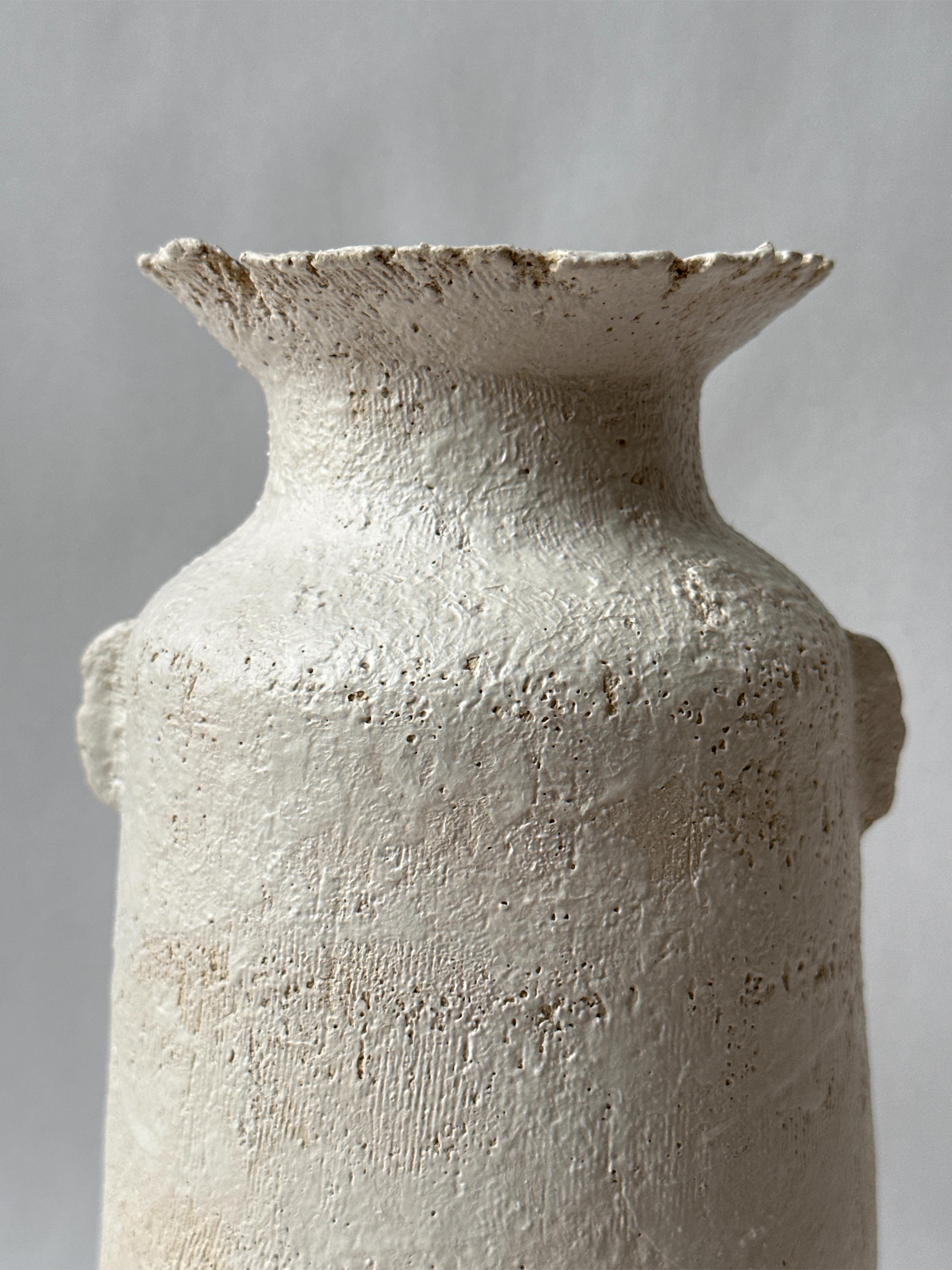 White Stoneware Alavastron Vase by Elena Vasilantonaki For Sale 4