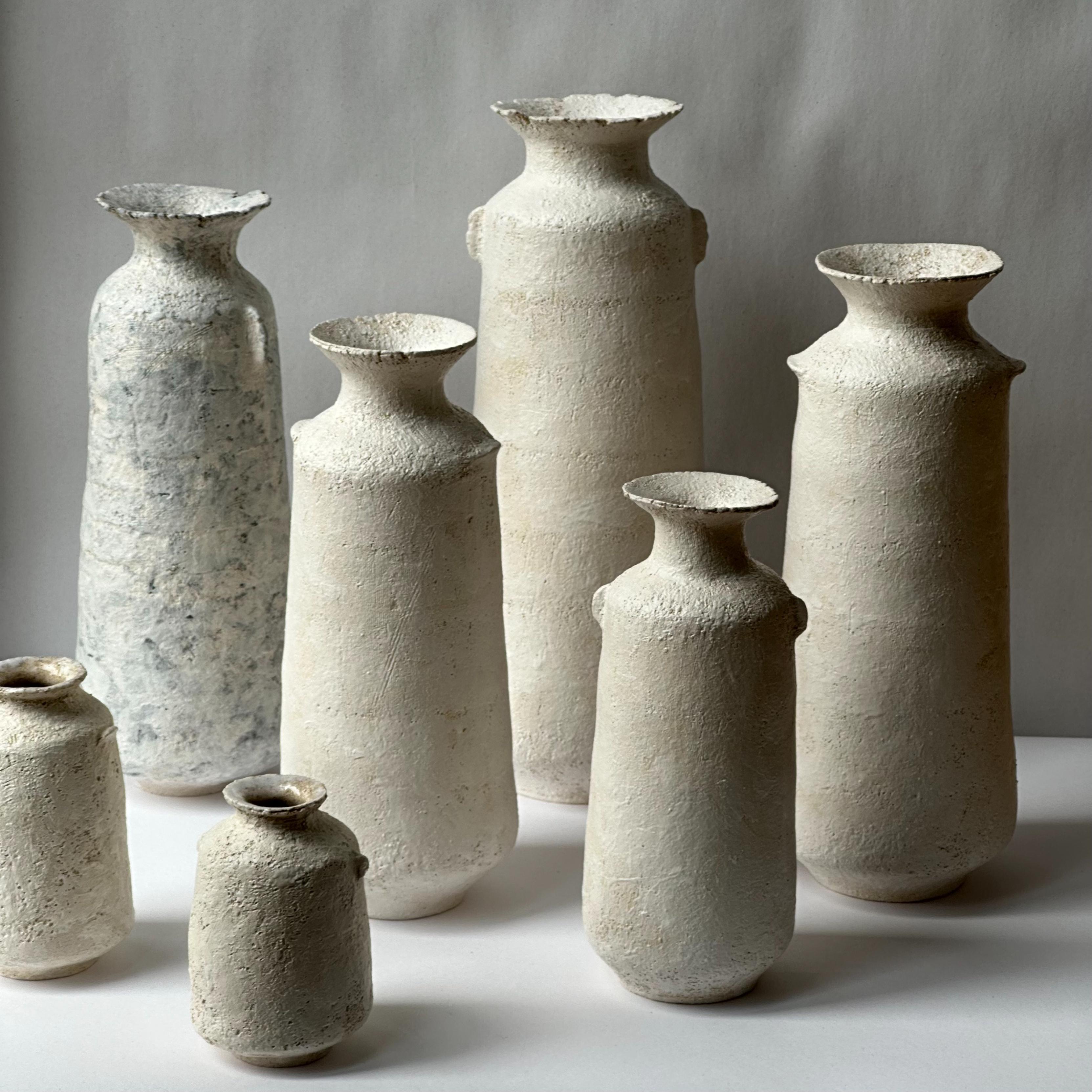 White Stoneware Alavastron Vase by Elena Vasilantonaki For Sale 13