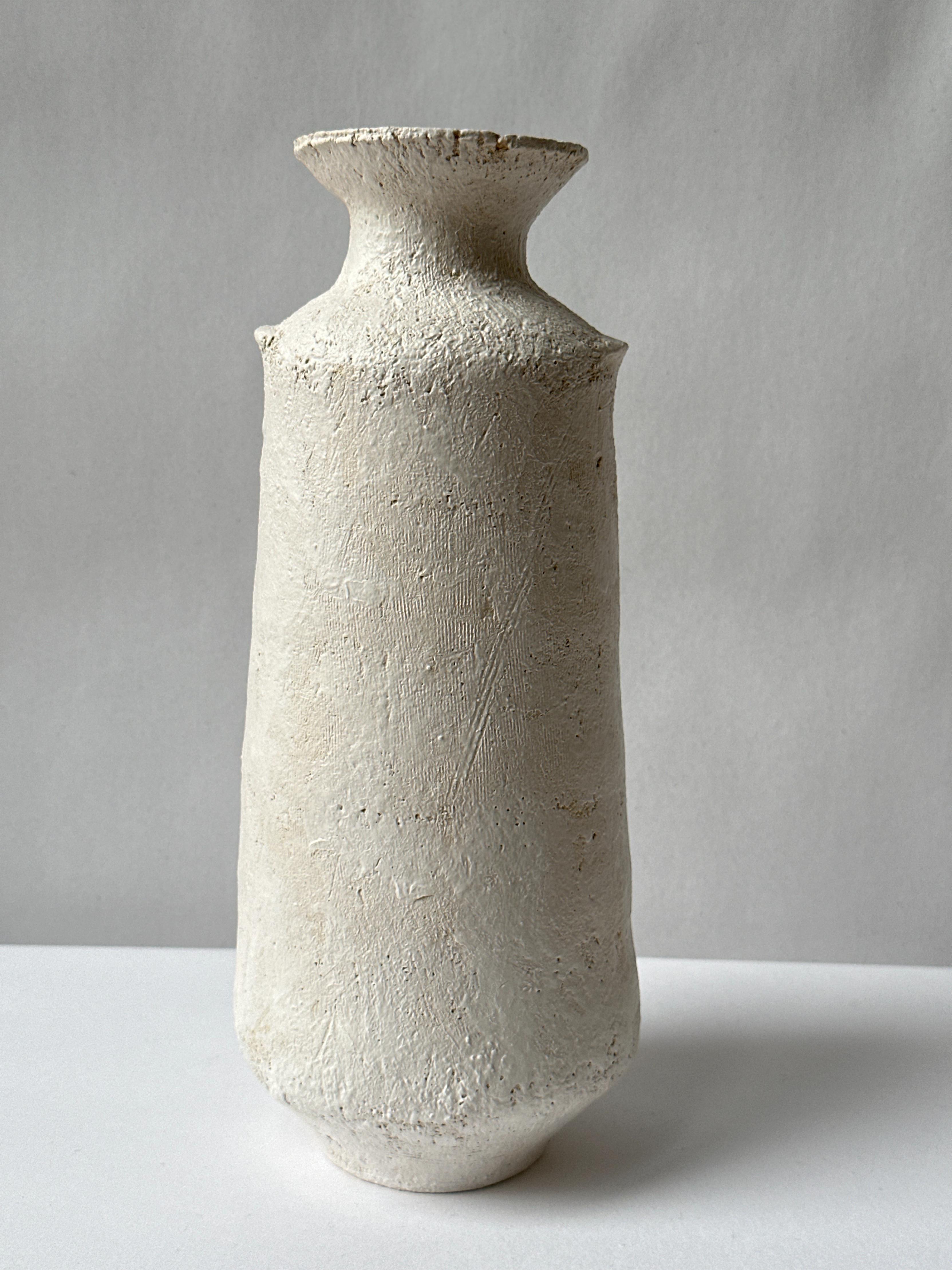 Post-Modern White Stoneware Alavastron Vase by Elena Vasilantonaki For Sale