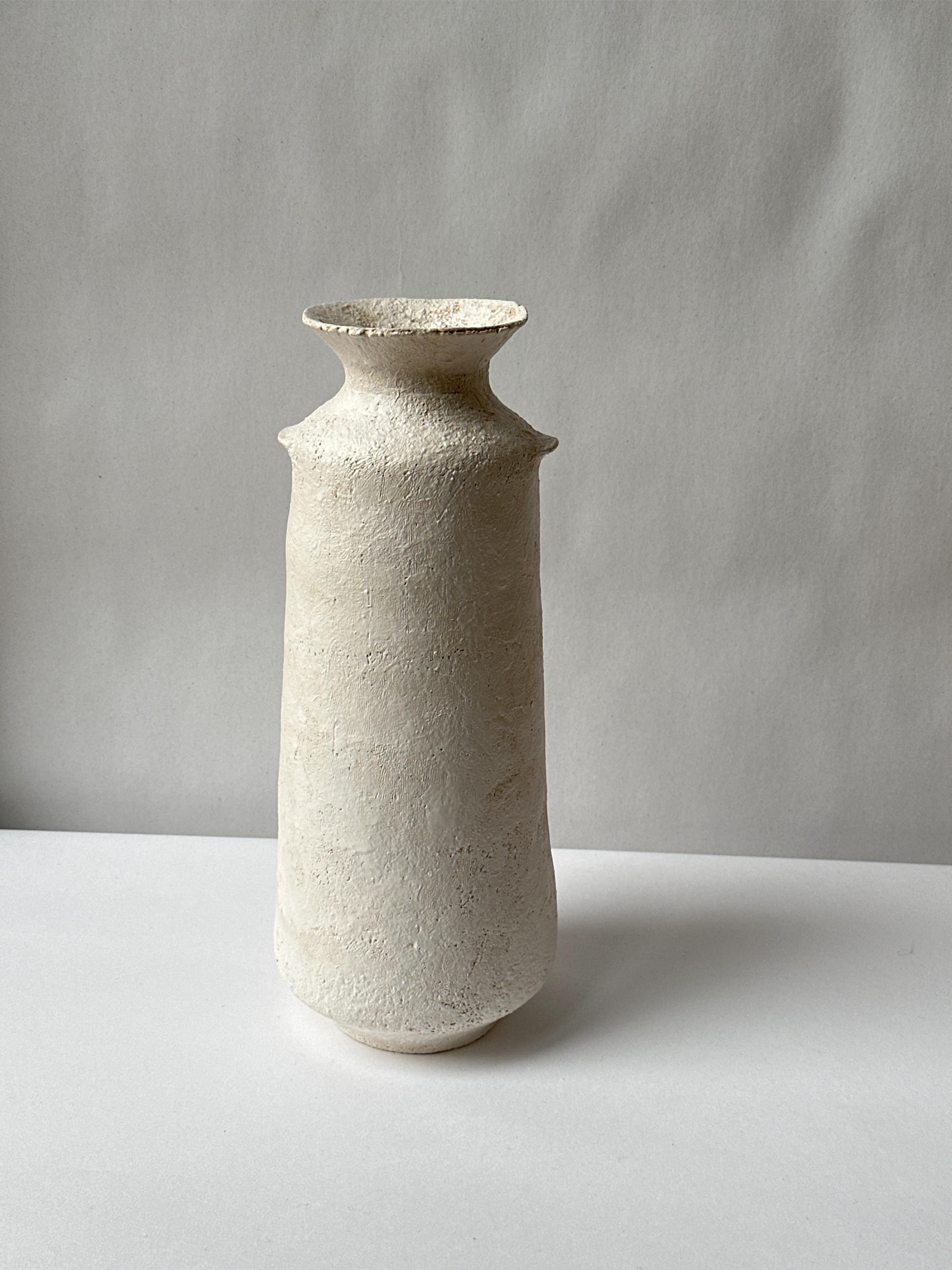 Greek White Stoneware Alavastron Vase by Elena Vasilantonaki For Sale