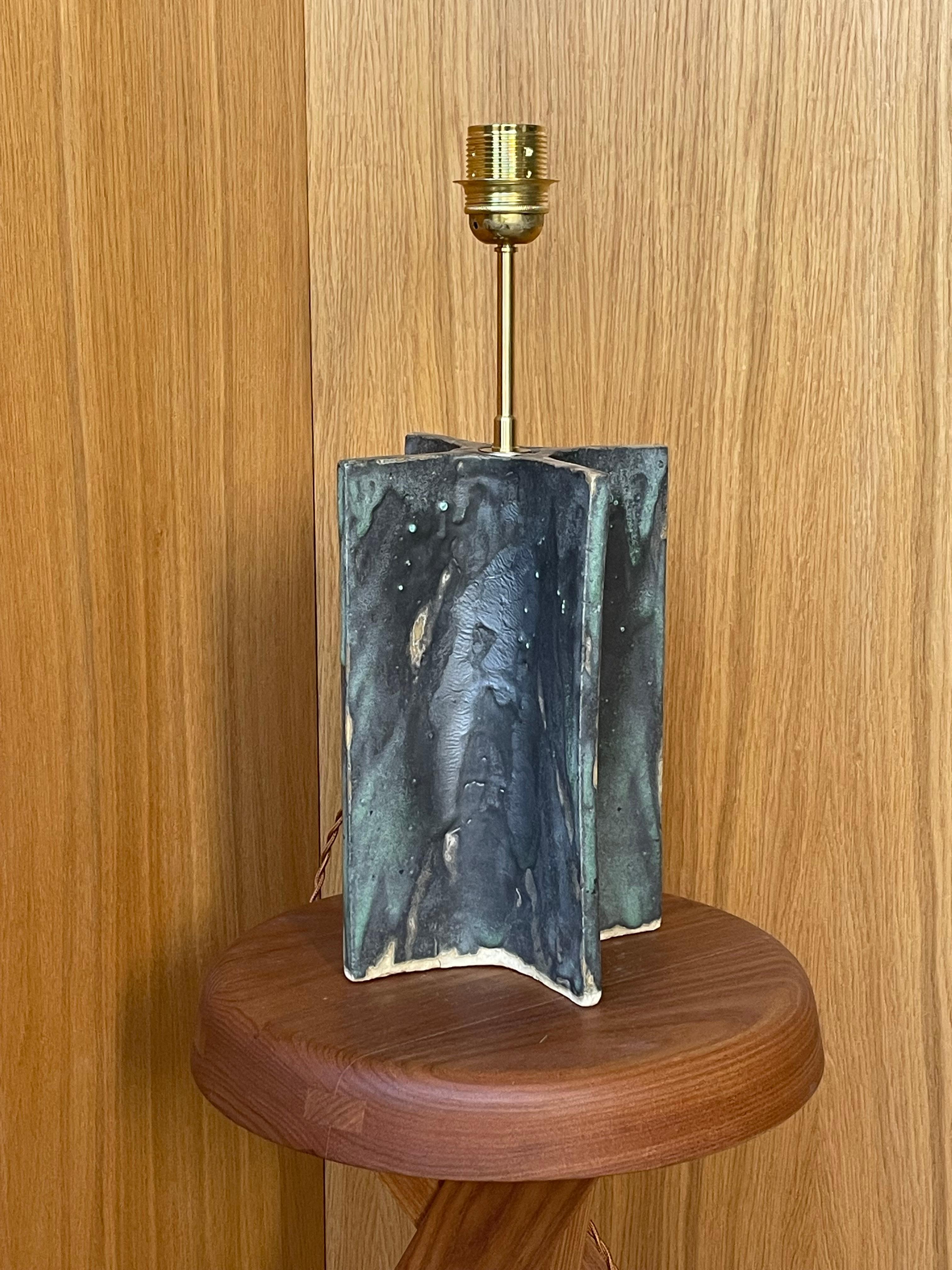 XXIe siècle et contemporain Lampe Studiolo en grès blanc et glaçure par Renzo Maar en vente