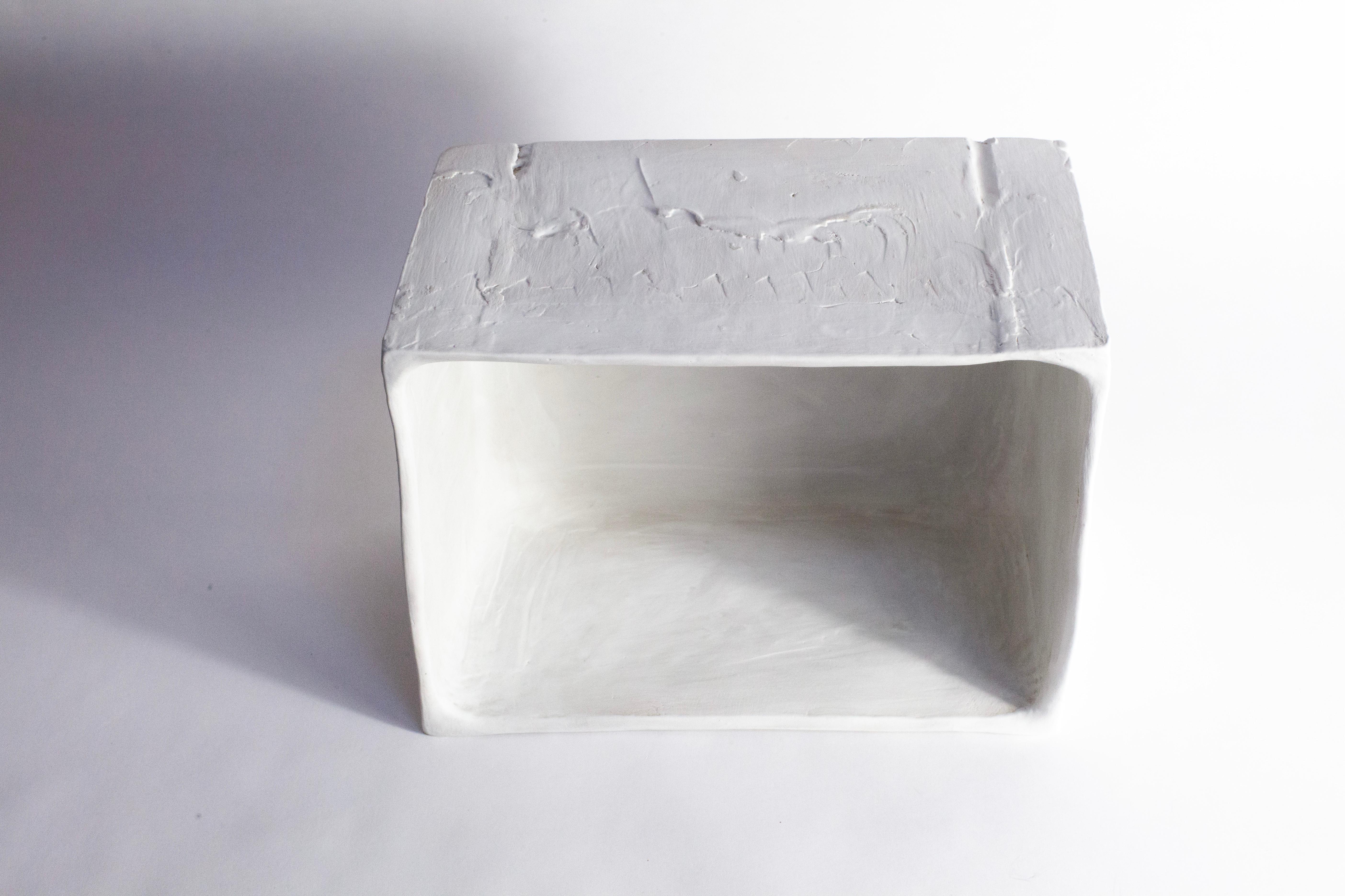Glazed White Stoneware Box By Danish Artist Christine Roland  For Sale