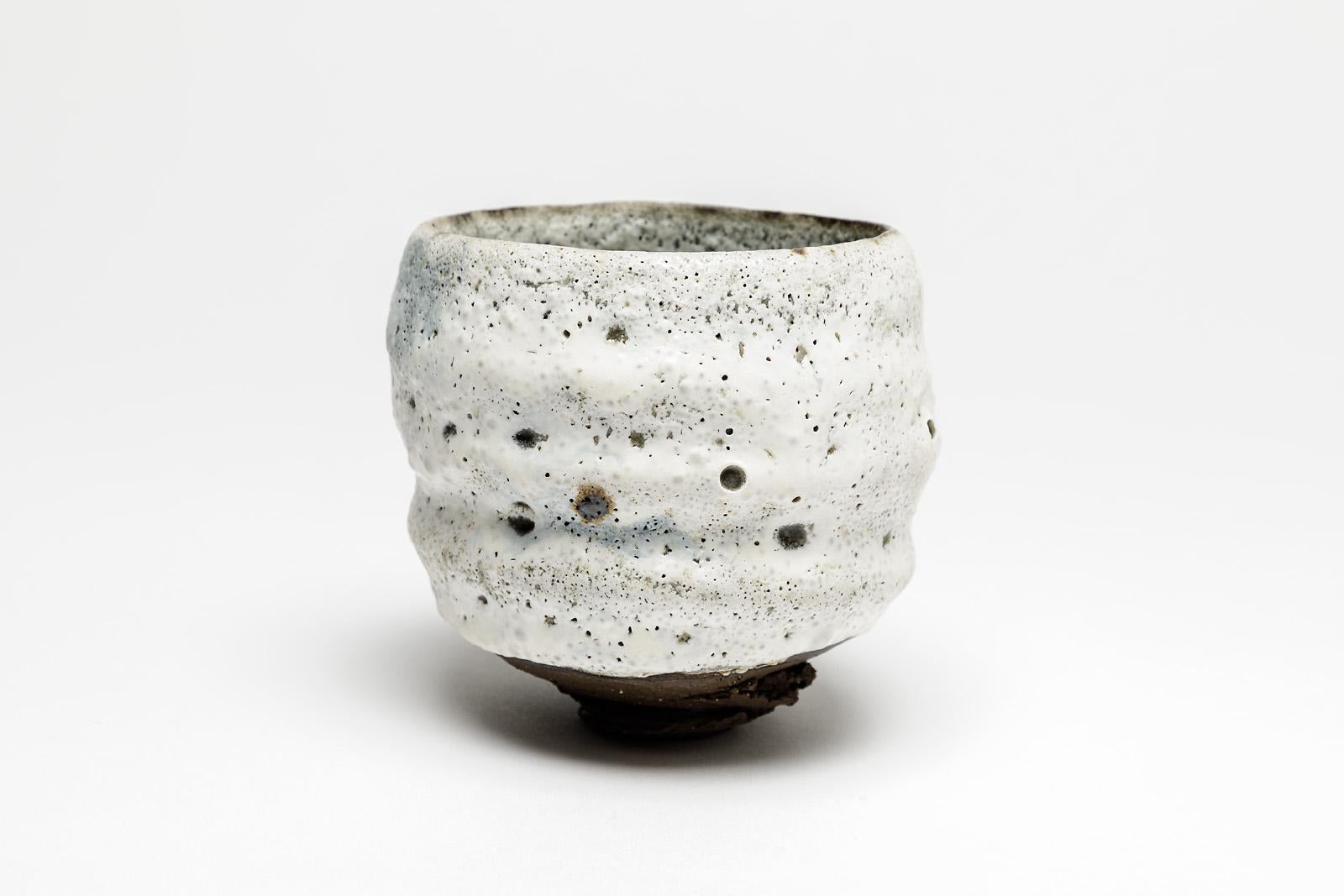 French White Stoneware Ceramic Bowl by Lukas Richarz Modern Handmade Pottery