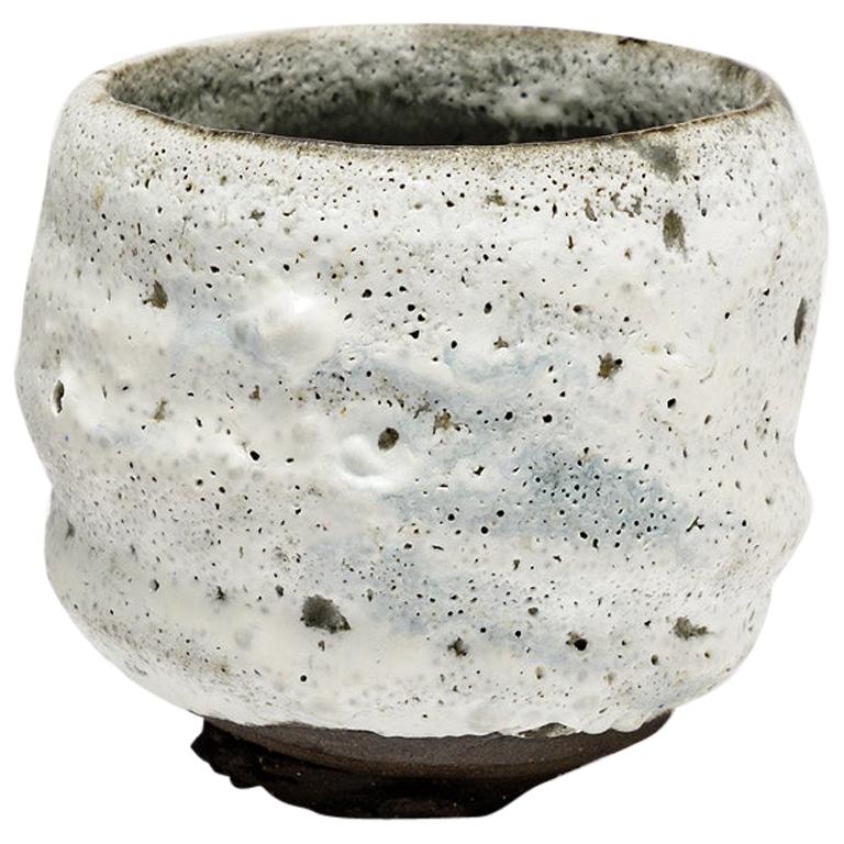 White Stoneware Ceramic Bowl by Lukas Richarz Modern Handmade Pottery For Sale