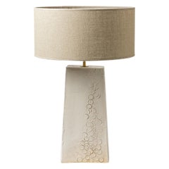 White Stoneware Ceramic Table Lamp 20th Century Design Lighting handmade