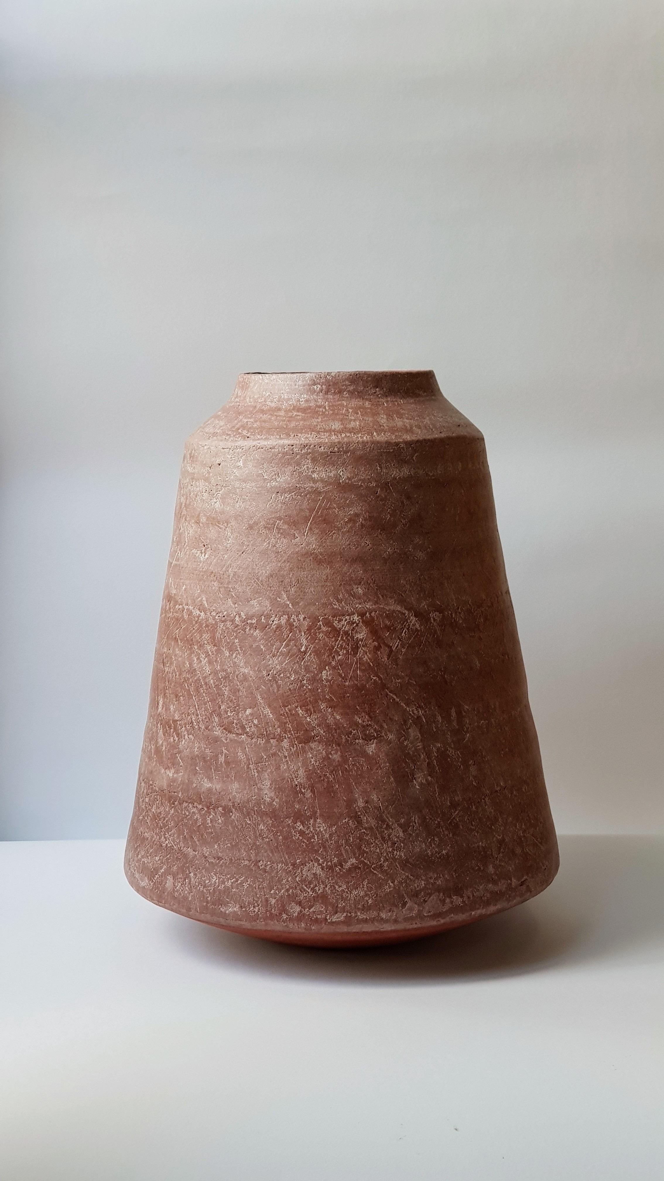 Contemporary White Stoneware Kados Vase by Elena Vasilantonaki For Sale