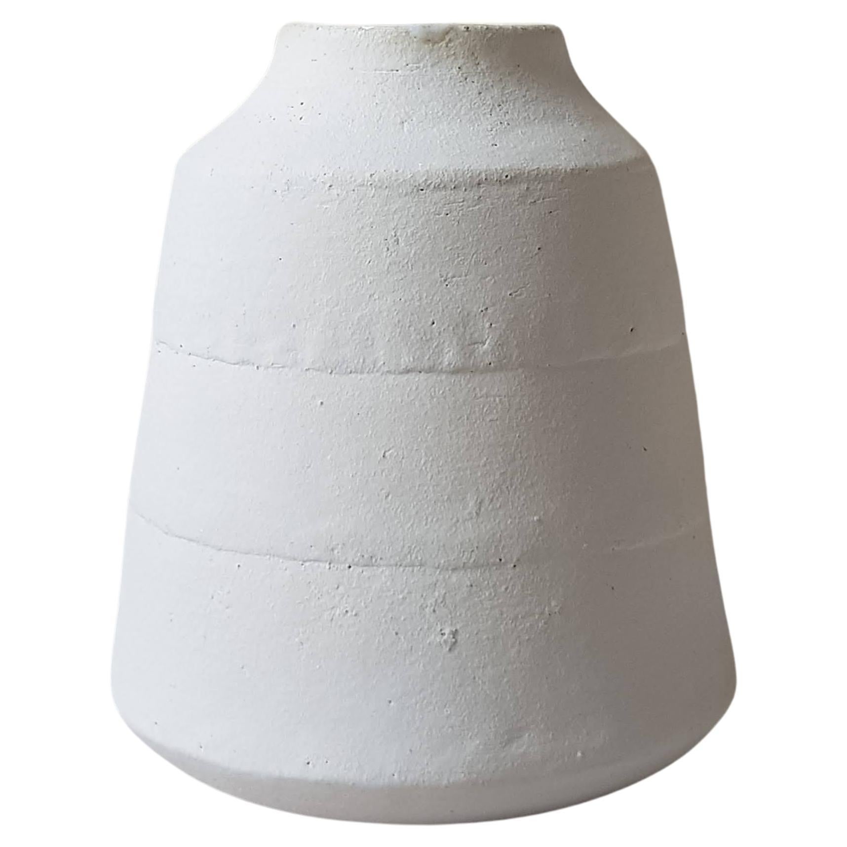 White Stoneware Kados Vase by Elena Vasilantonaki For Sale