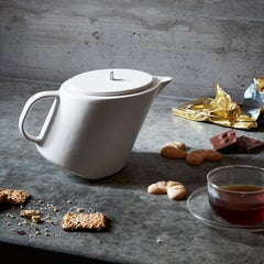 Swiss White Stoneware Limen Teapot