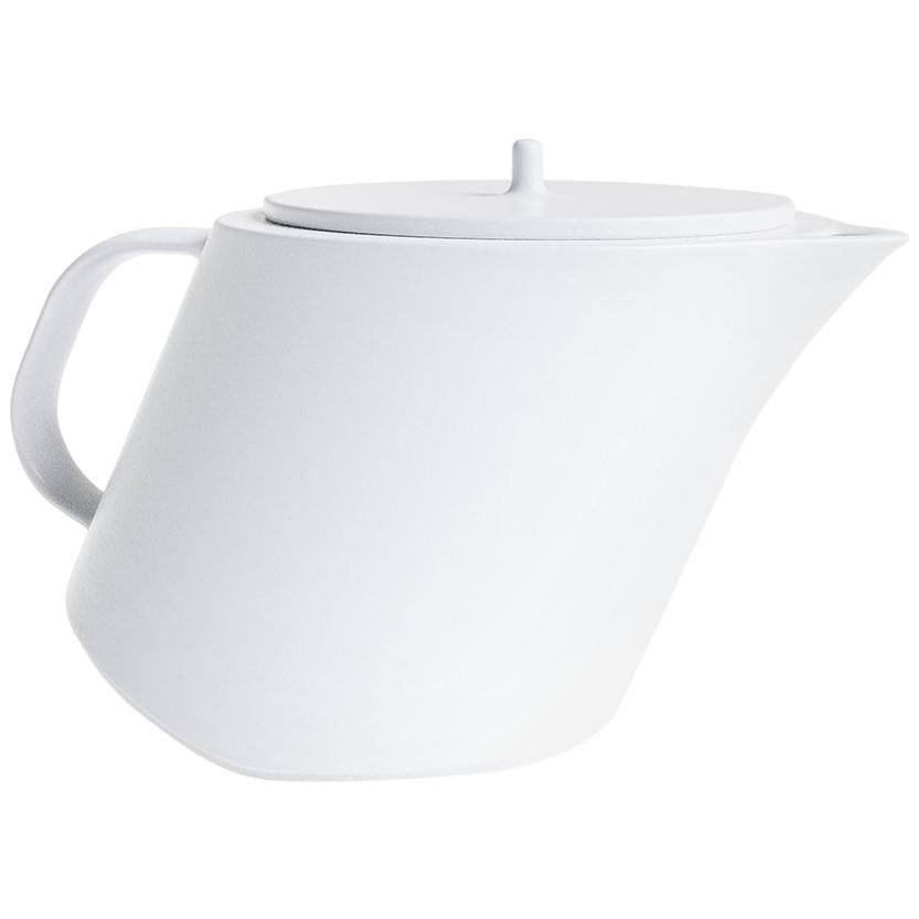 Swiss White Stoneware Limen Teapot For Sale at 1stDibs