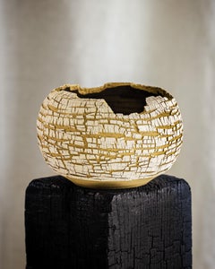 White Stoneware Lined, Distressed Form NO.2  by Alexandria Roby