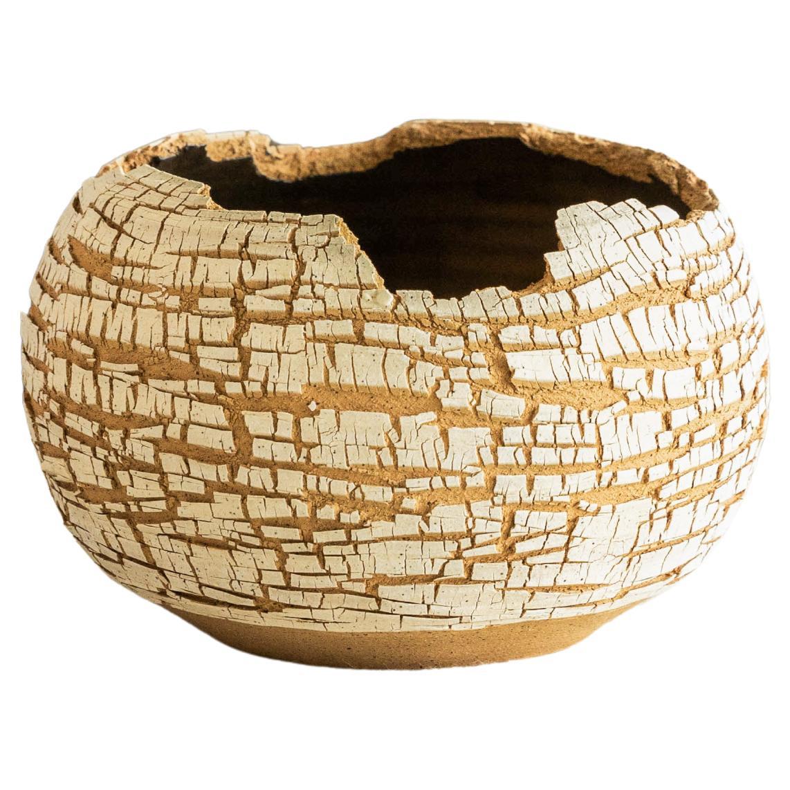 White Stoneware Lined, Distressed Form NO.2  by Alexandria Roby For Sale