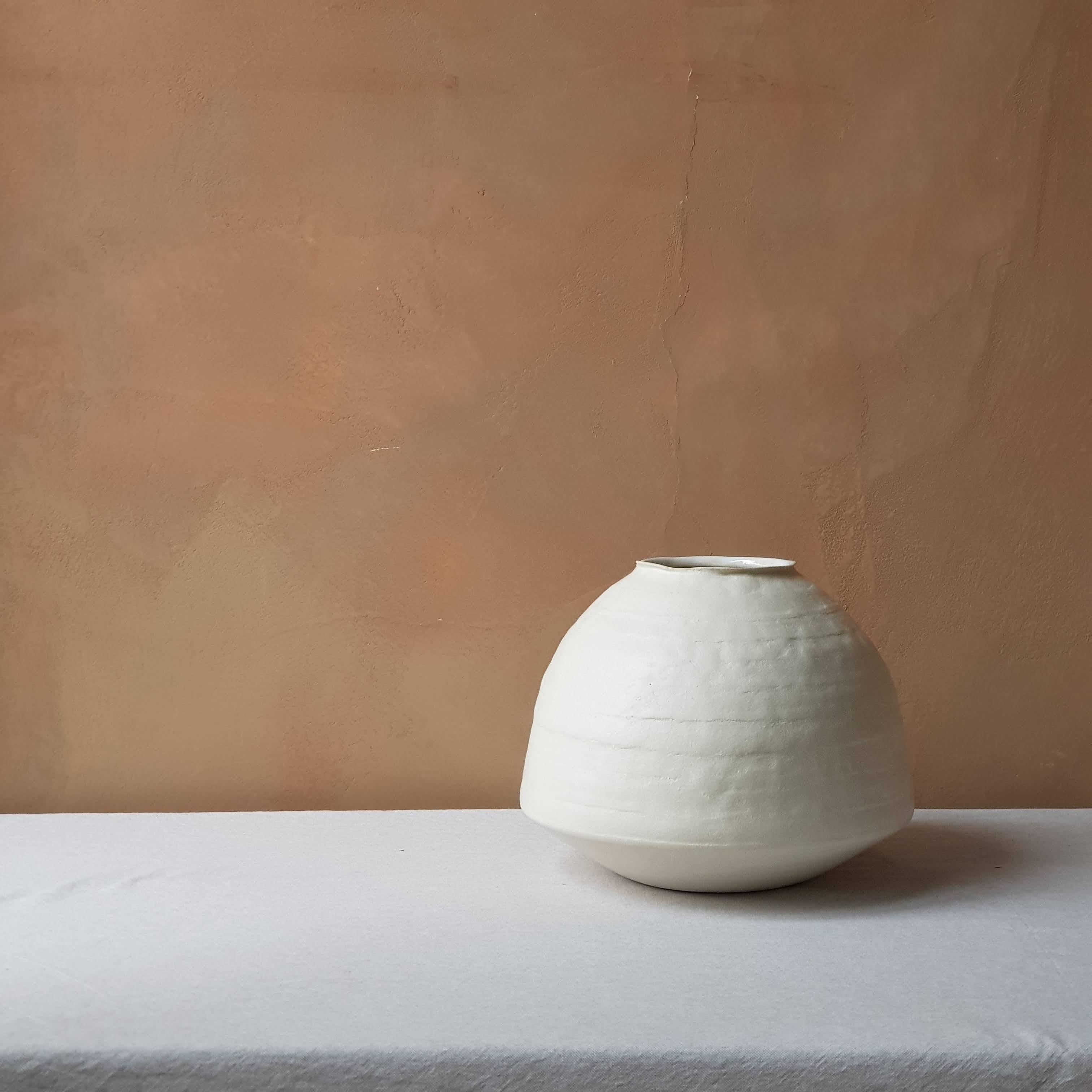 White Stoneware Psykter Vase by Elena Vasilantonaki For Sale 11