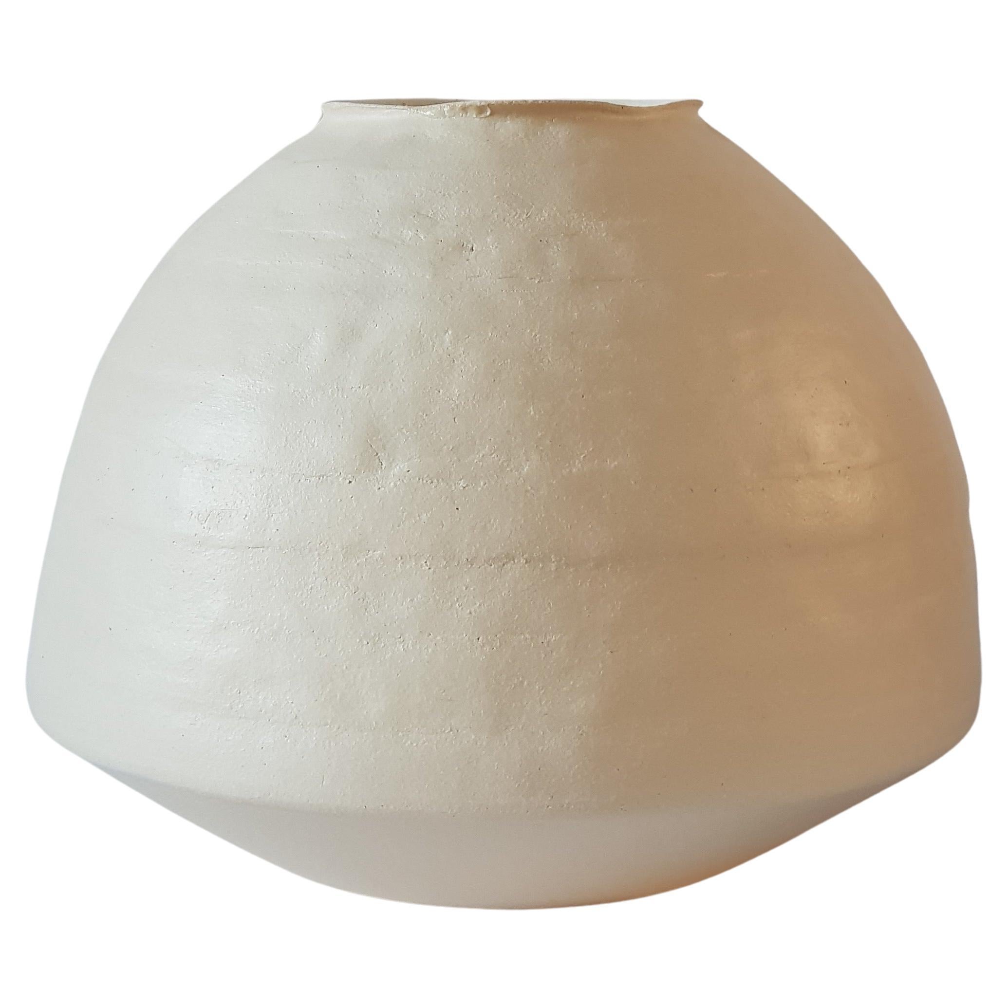 White Stoneware Psykter Vase by Elena Vasilantonaki For Sale