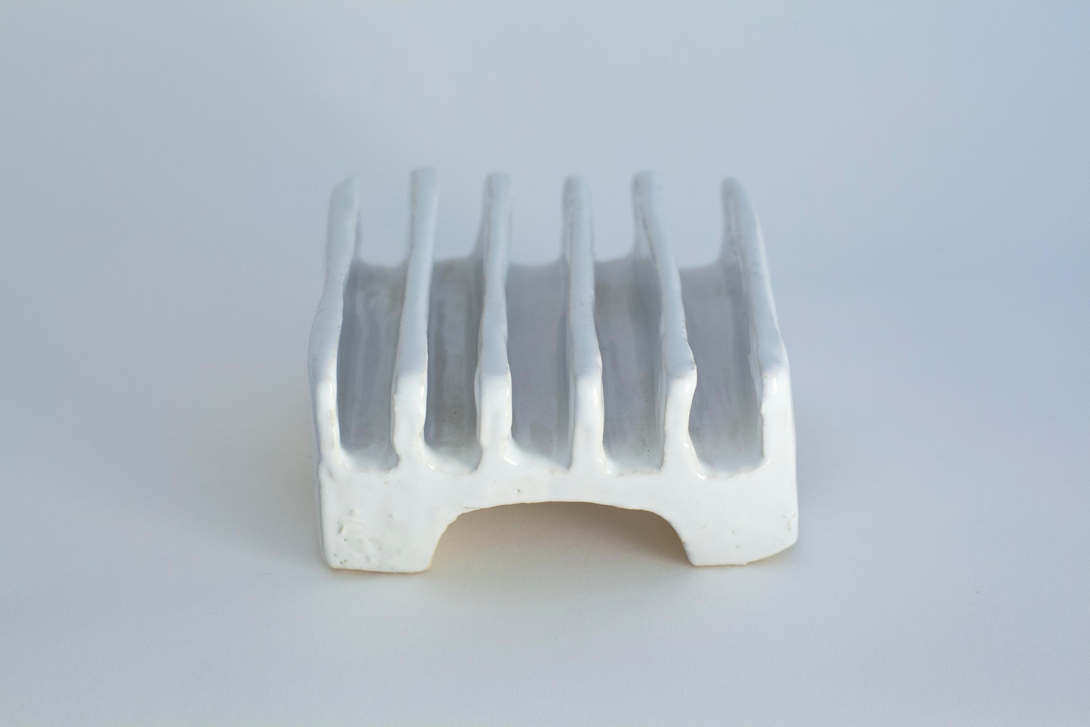 Organic Modern White Stoneware Rack by Christine Roland For Sale