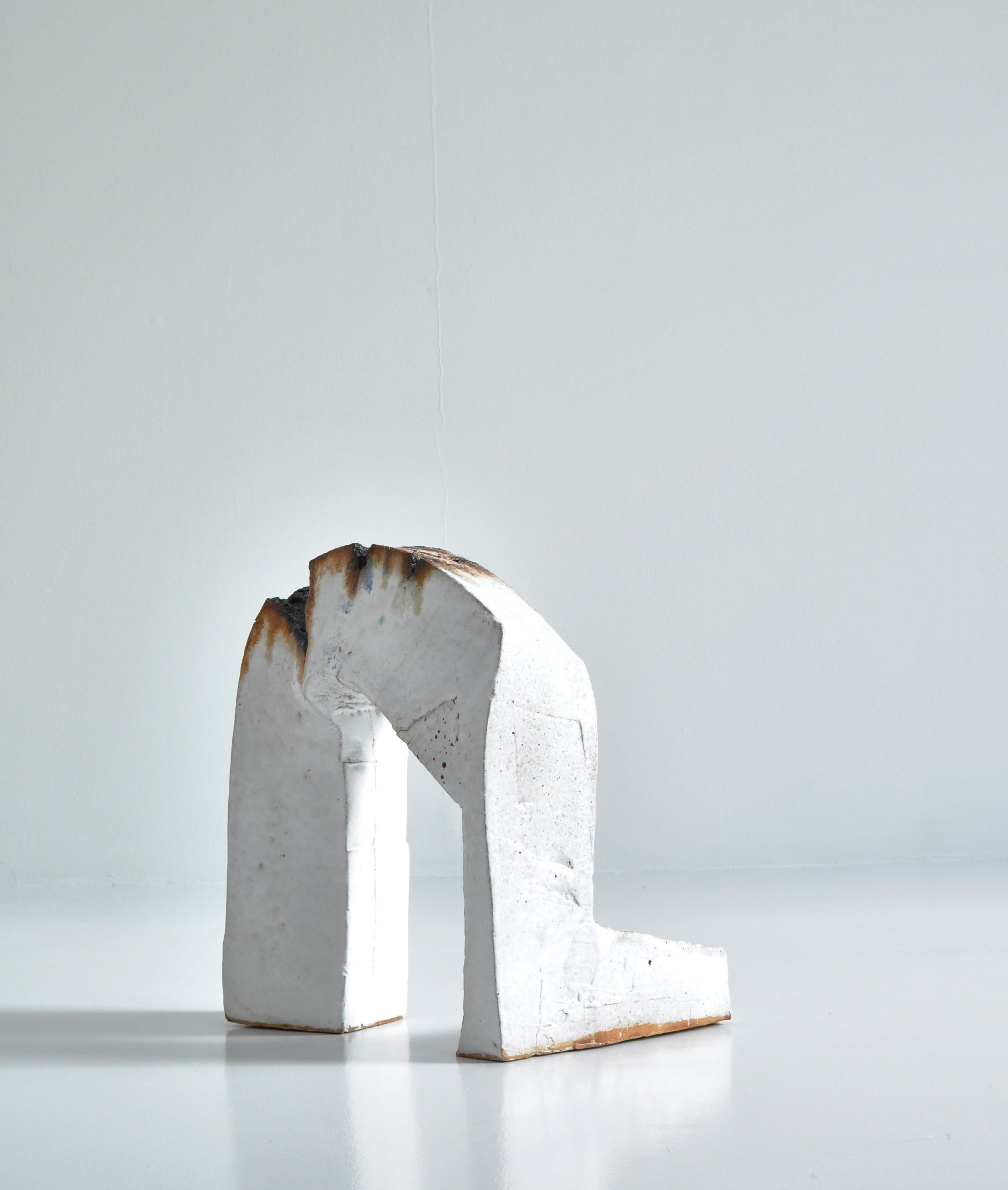 Danish White Stoneware Sculpture by Ole Bjørn Krüger from Own Studio, Denmark, 1960s For Sale