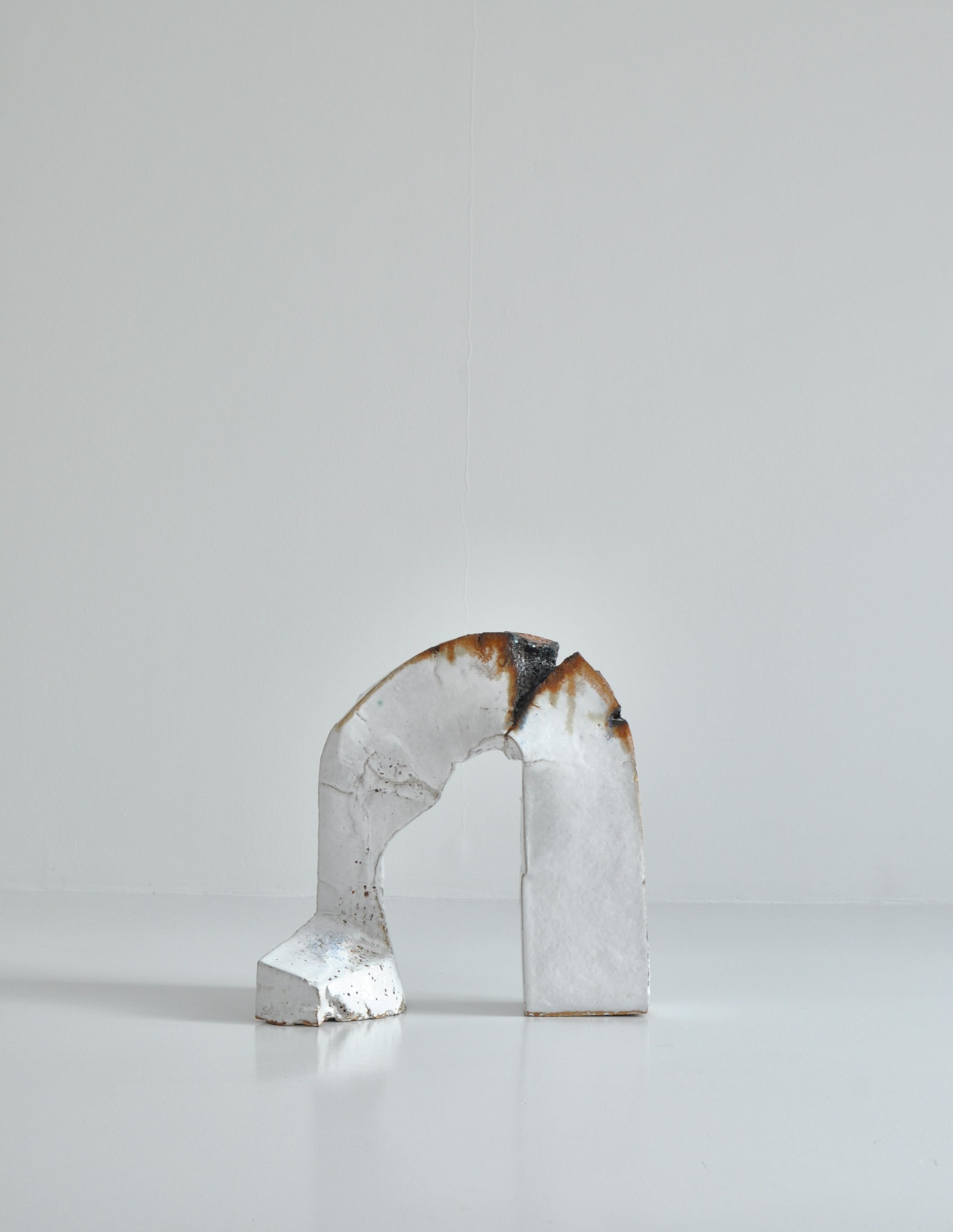 White Stoneware Sculpture by Ole Bjørn Krüger from Own Studio, Denmark, 1960s In Good Condition For Sale In Odense, DK