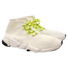 White Stretch-Knit Lace Up Speed Trainers