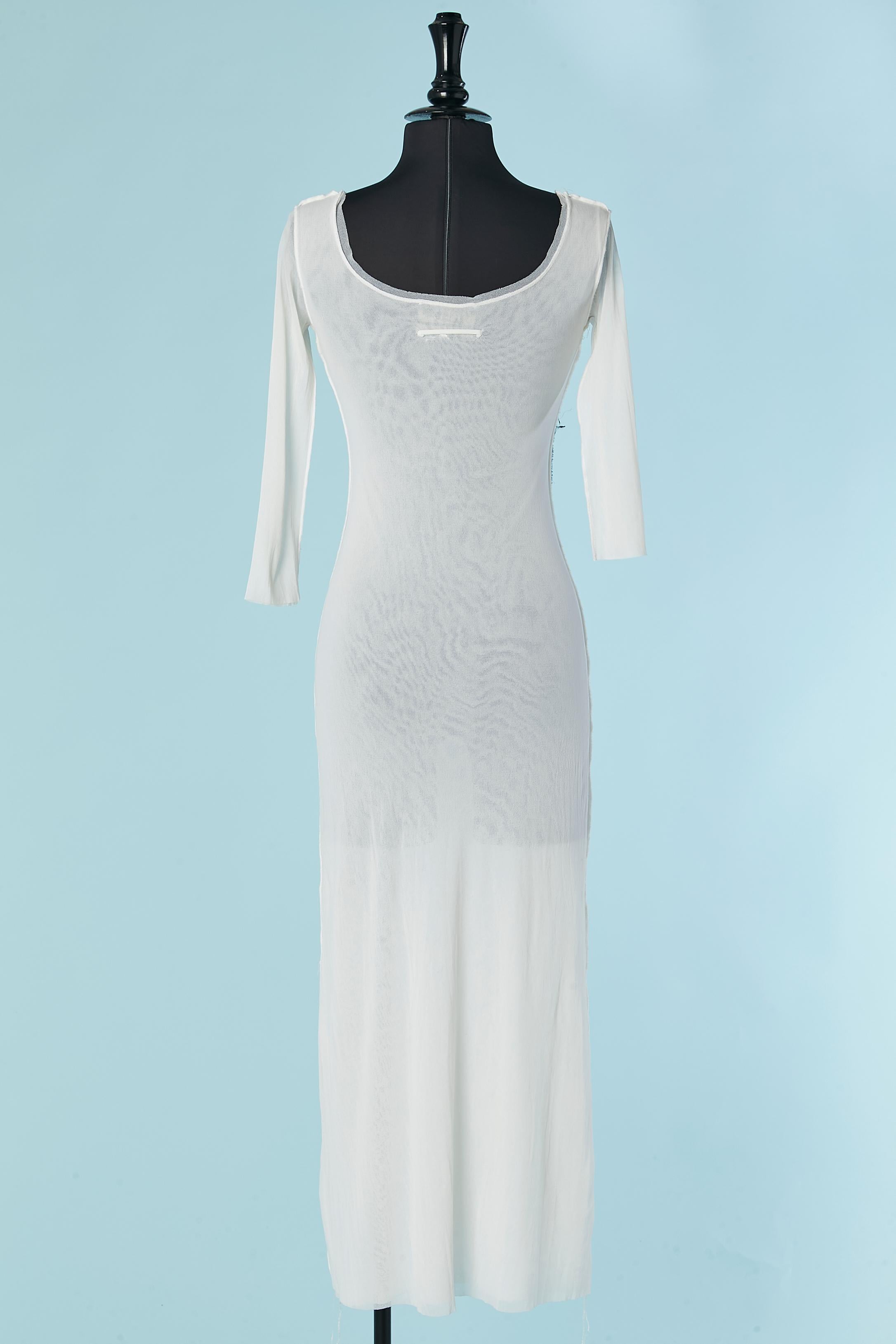 Women's White stretch tulle with black thread embroideries Jean-Paul Gaultier Maille