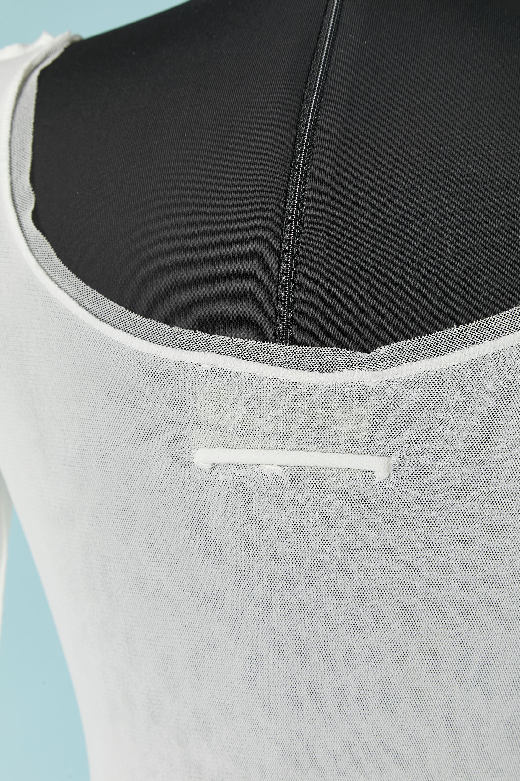 White stretch tulle with black thread embroideries Jean-Paul Gaultier Maille 1