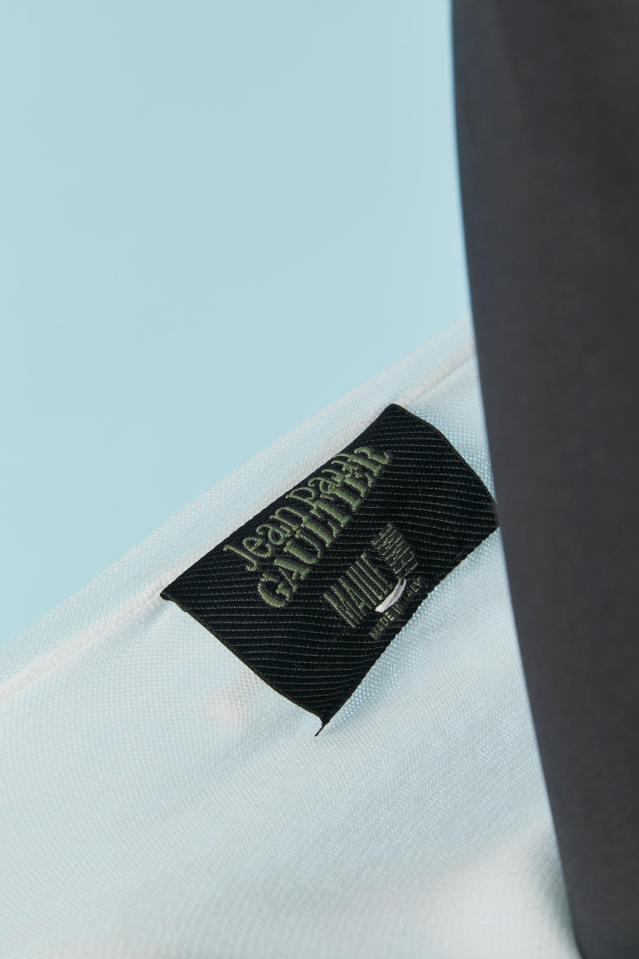White stretch tulle with black thread embroideries Jean-Paul Gaultier Maille 2