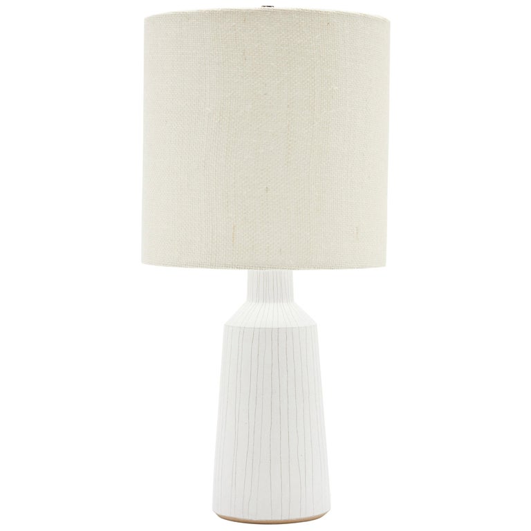 White Striped Delos Lamp by Victoria Morris For Sale