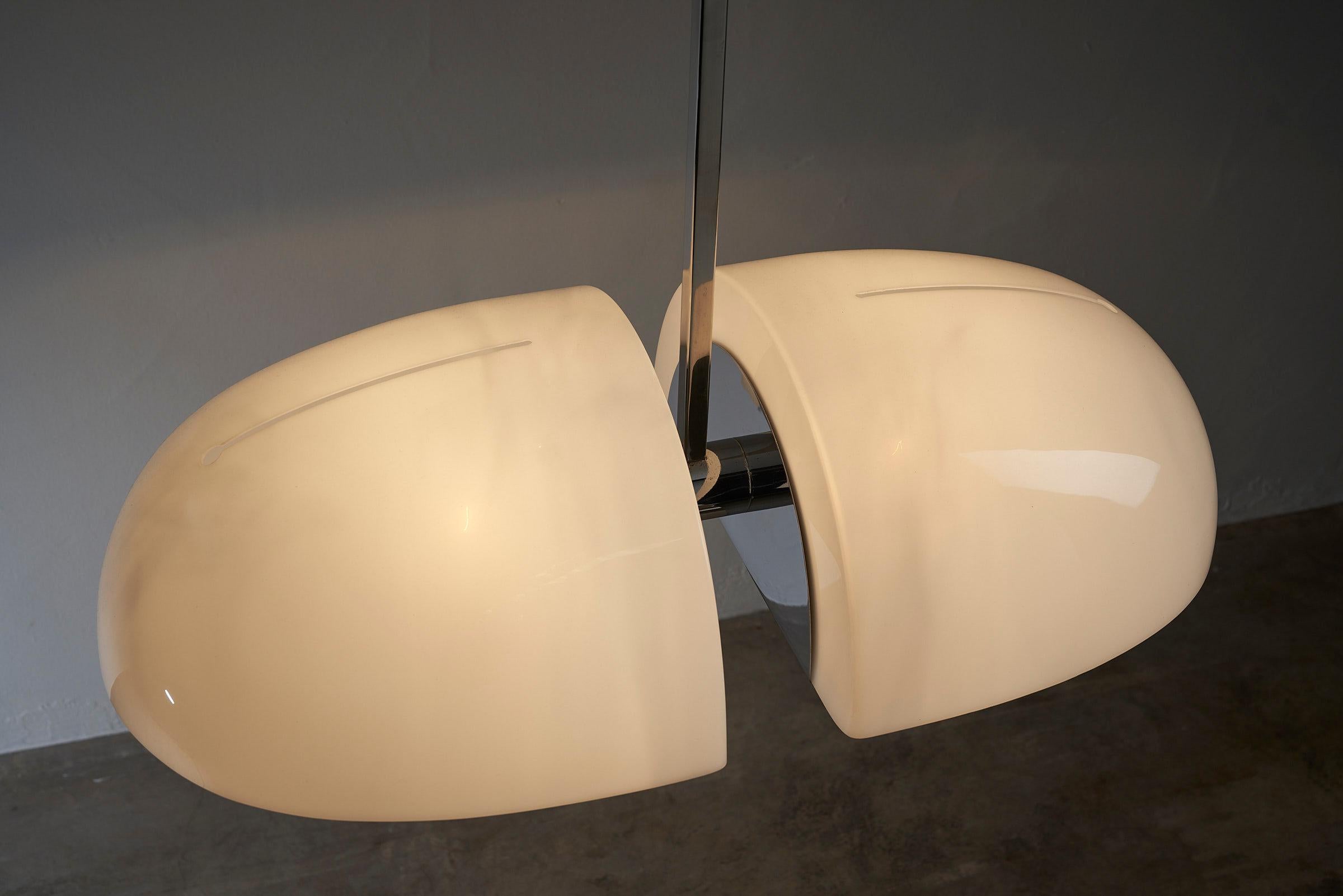 White Stylish Fixed Pendant by Lamperti, Italy In Good Condition In Mortsel, BE