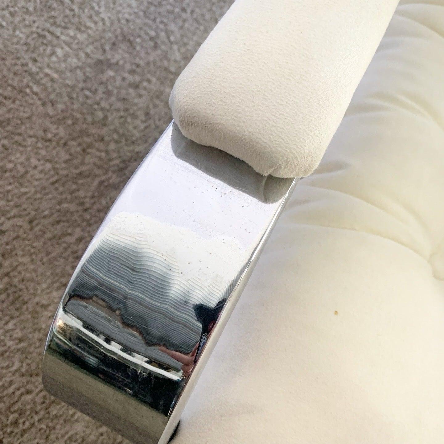 Chaise longue inclinable et ottoman en daim blanc par Selig 2