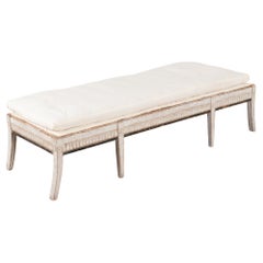 White Swedish Empire Bench Settee, circa 1840-60
