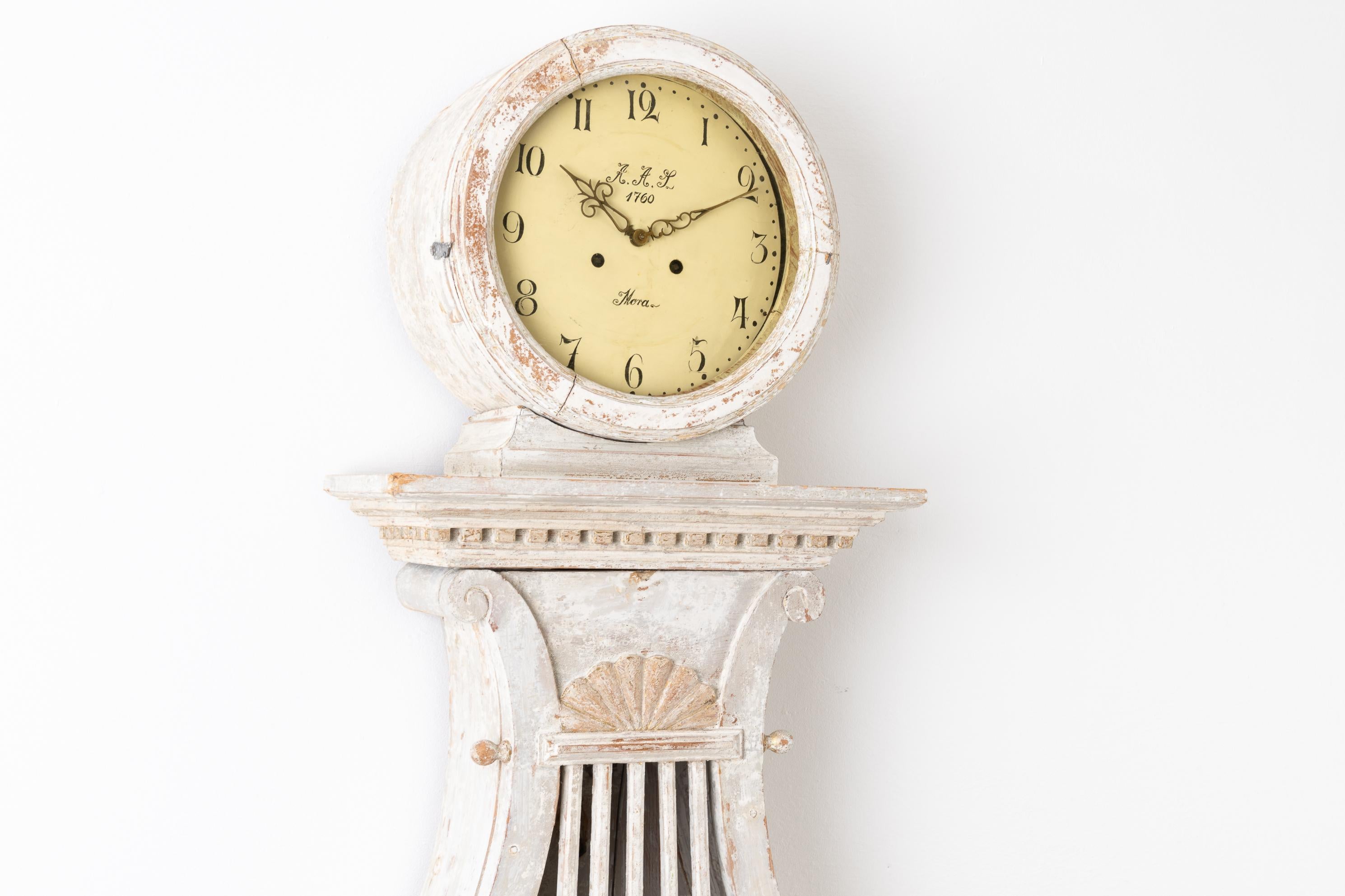 White Swedish Empire Long Case Clock 1